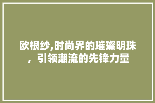 欧根纱,时尚界的璀璨明珠，引领潮流的先锋力量