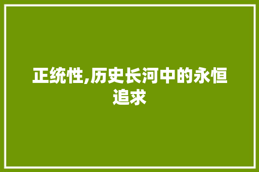 正统性,历史长河中的永恒追求