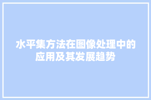 水平集方法在图像处理中的应用及其发展趋势