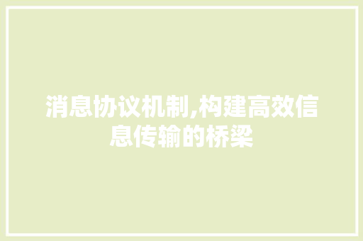 消息协议机制,构建高效信息传输的桥梁