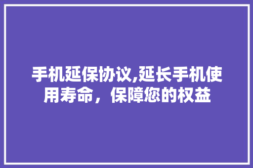 手机延保协议,延长手机使用寿命，保障您的权益