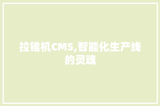 拉锥机CMS,智能化生产线的灵魂