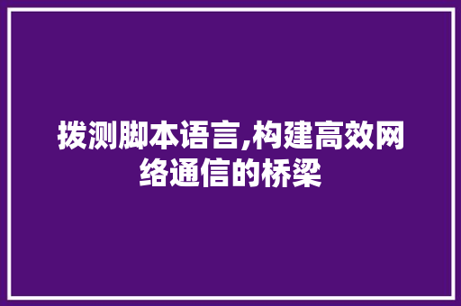 拨测脚本语言,构建高效网络通信的桥梁