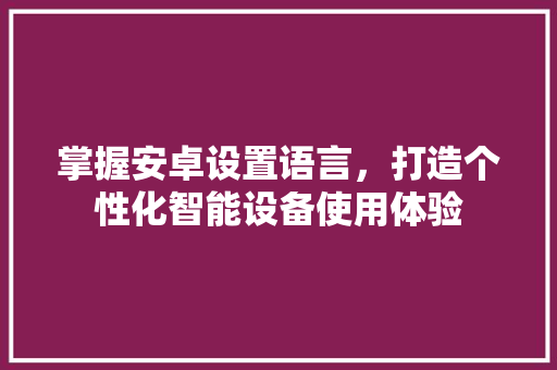 掌握安卓设置语言，打造个性化智能设备使用体验