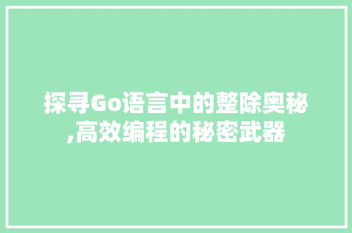 探寻Go语言中的整除奥秘,高效编程的秘密武器