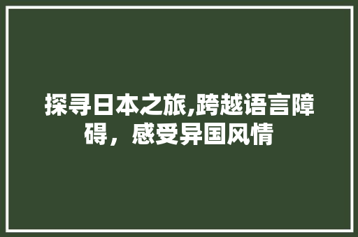 探寻日本之旅,跨越语言障碍，感受异国风情