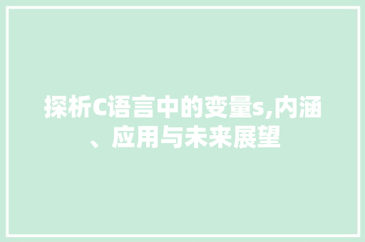 探析C语言中的变量s,内涵、应用与未来展望