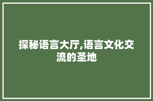 探秘语言大厅,语言文化交流的圣地