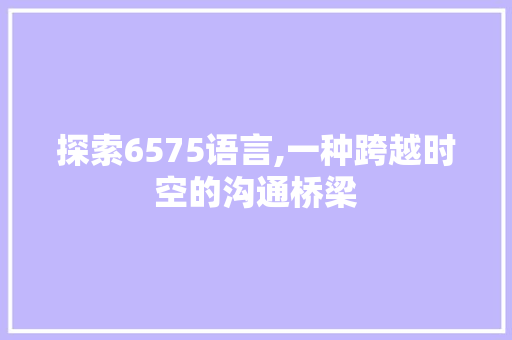 探索6575语言,一种跨越时空的沟通桥梁 Docker