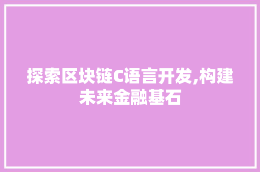 探索区块链C语言开发,构建未来金融基石