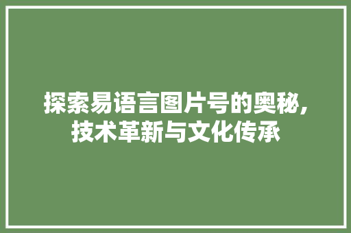 探索易语言图片号的奥秘,技术革新与文化传承