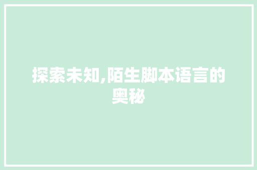 探索未知,陌生脚本语言的奥秘