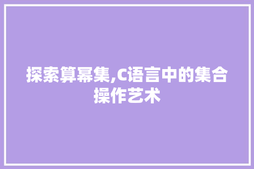 探索算幂集,C语言中的集合操作艺术 CSS