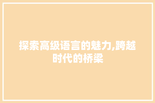 探索高级语言的魅力,跨越时代的桥梁