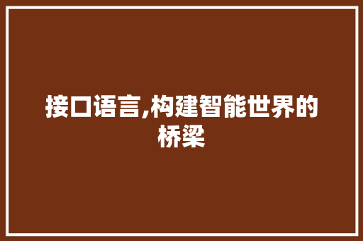 接口语言,构建智能世界的桥梁