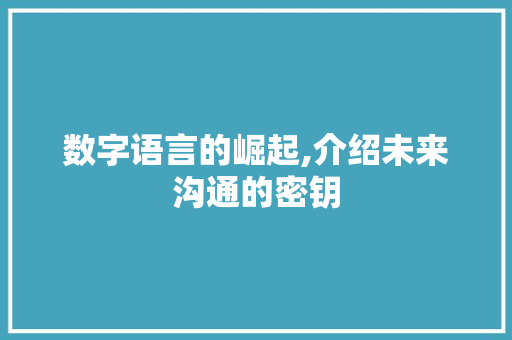 数字语言的崛起,介绍未来沟通的密钥