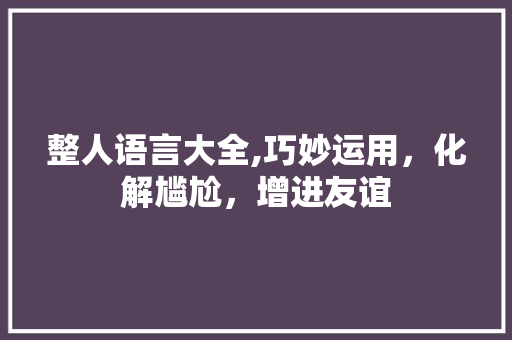 整人语言大全,巧妙运用，化解尴尬，增进友谊 Node.js