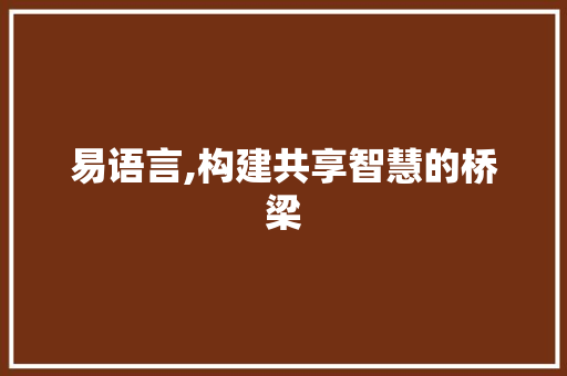 易语言,构建共享智慧的桥梁