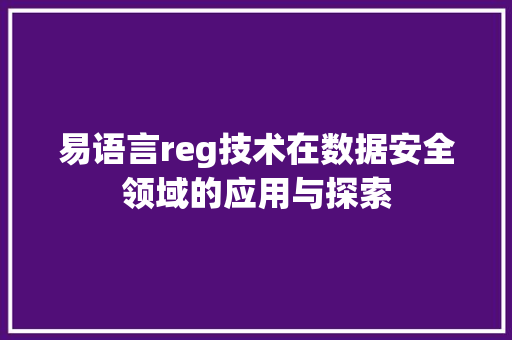 易语言reg技术在数据安全领域的应用与探索