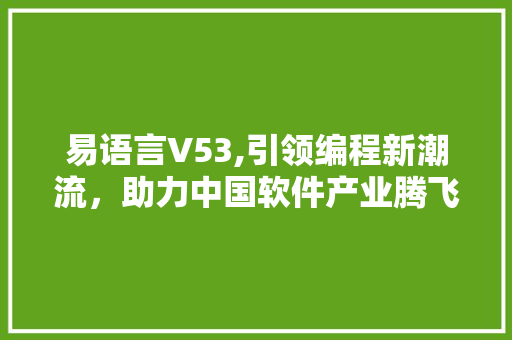 易语言V53,引领编程新潮流，助力中国软件产业腾飞