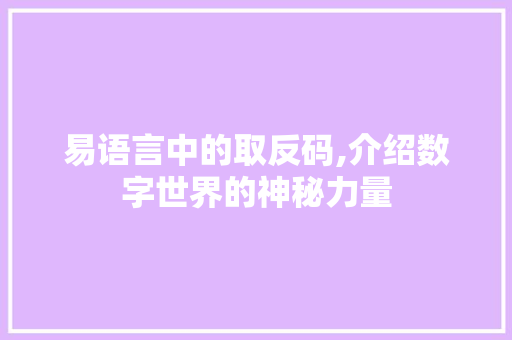 易语言中的取反码,介绍数字世界的神秘力量