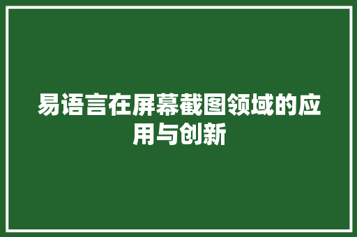 易语言在屏幕截图领域的应用与创新