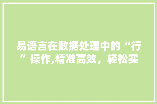 易语言在数据处理中的“行”操作,精准高效，轻松实现