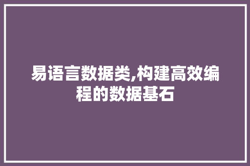 易语言数据类,构建高效编程的数据基石 Angular