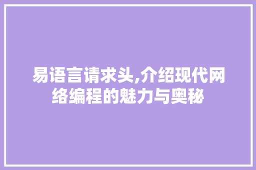 易语言请求头,介绍现代网络编程的魅力与奥秘