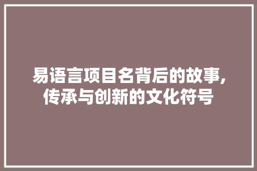 易语言项目名背后的故事,传承与创新的文化符号 SQL