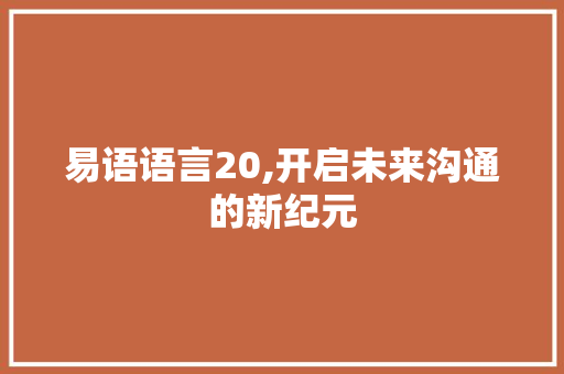 易语语言20,开启未来沟通的新纪元