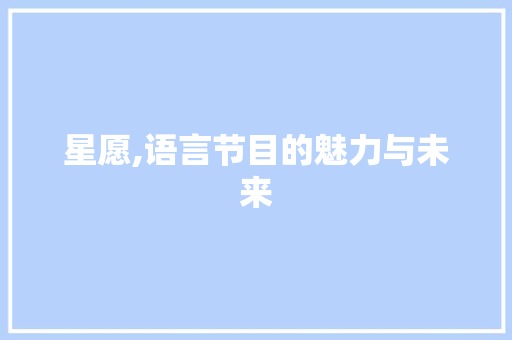 星愿,语言节目的魅力与未来