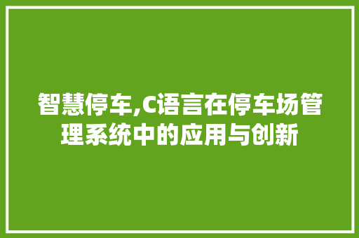 智慧停车,C语言在停车场管理系统中的应用与创新 Ruby