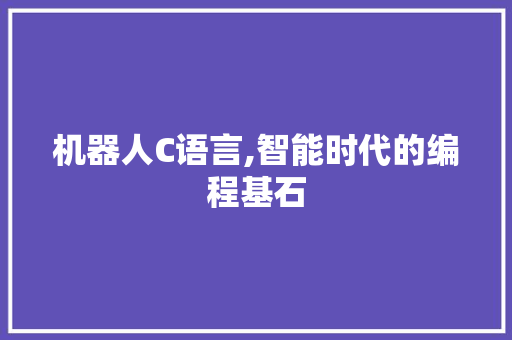 机器人C语言,智能时代的编程基石