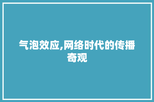 气泡效应,网络时代的传播奇观