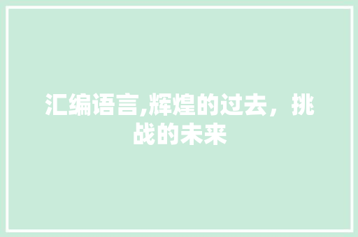 汇编语言,辉煌的过去，挑战的未来 Python