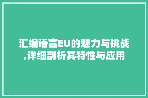 汇编语言EU的魅力与挑战,详细剖析其特性与应用