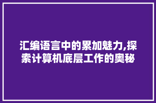 汇编语言中的累加魅力,探索计算机底层工作的奥秘