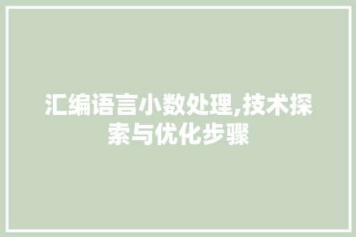 汇编语言小数处理,技术探索与优化步骤