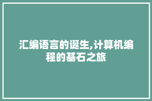 汇编语言的诞生,计算机编程的基石之旅