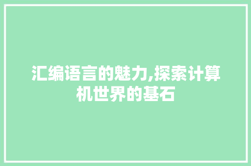 汇编语言的魅力,探索计算机世界的基石