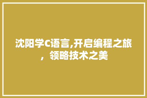 沈阳学C语言,开启编程之旅，领略技术之美