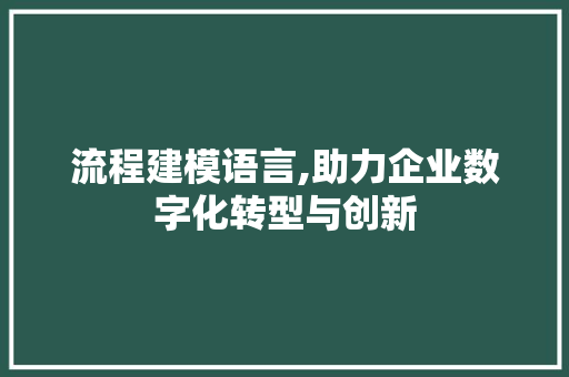 流程建模语言,助力企业数字化转型与创新