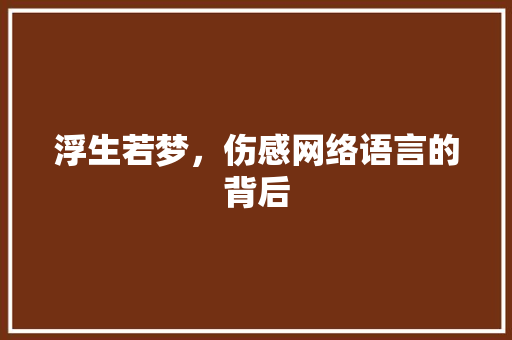 浮生若梦，伤感网络语言的背后