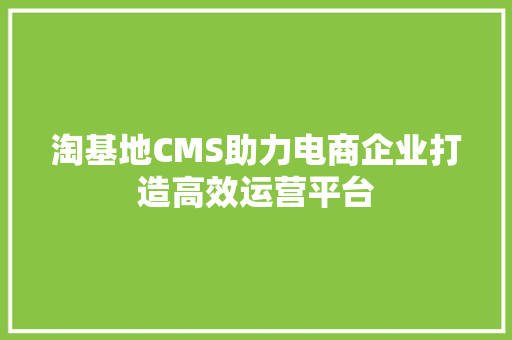 淘基地CMS助力电商企业打造高效运营平台