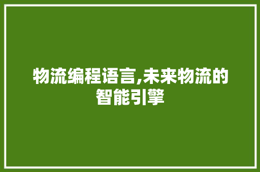 物流编程语言,未来物流的智能引擎