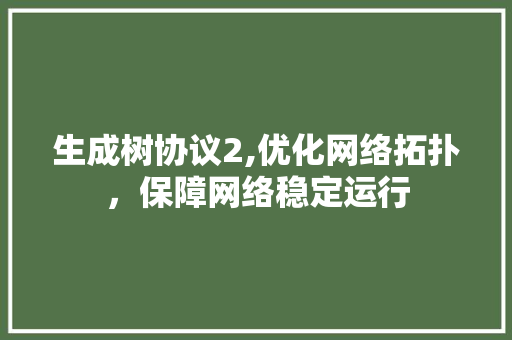 生成树协议2,优化网络拓扑，保障网络稳定运行