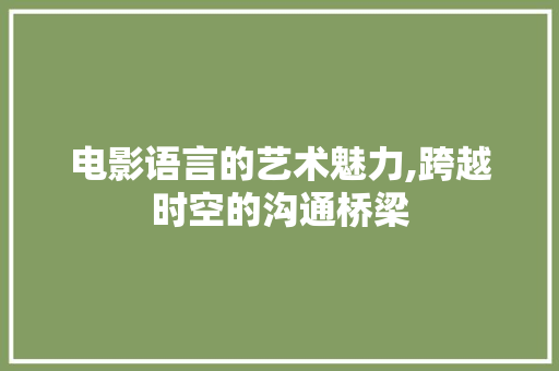 电影语言的艺术魅力,跨越时空的沟通桥梁