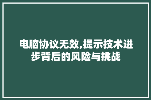 电脑协议无效,提示技术进步背后的风险与挑战