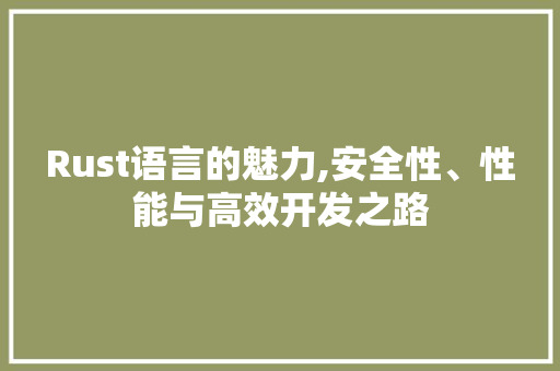 Rust语言的魅力,安全性、性能与高效开发之路